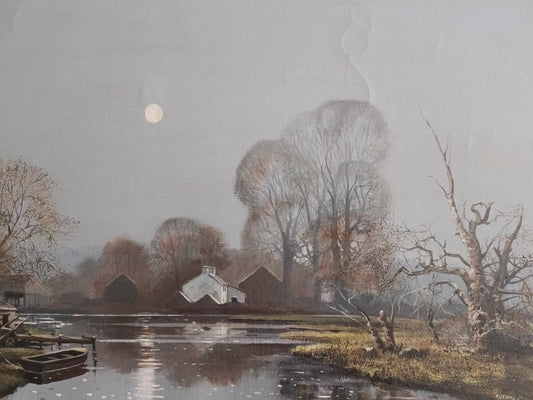 LAWRENCE (Larry) RUSHTON 1919-1994 Original Oil on Canvas "Moonlight"