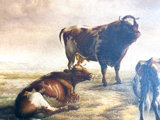 Follower of HEINRICH HARDER/THOMAS SYDNEY COOPER Oil Painting "Cattle Resting"