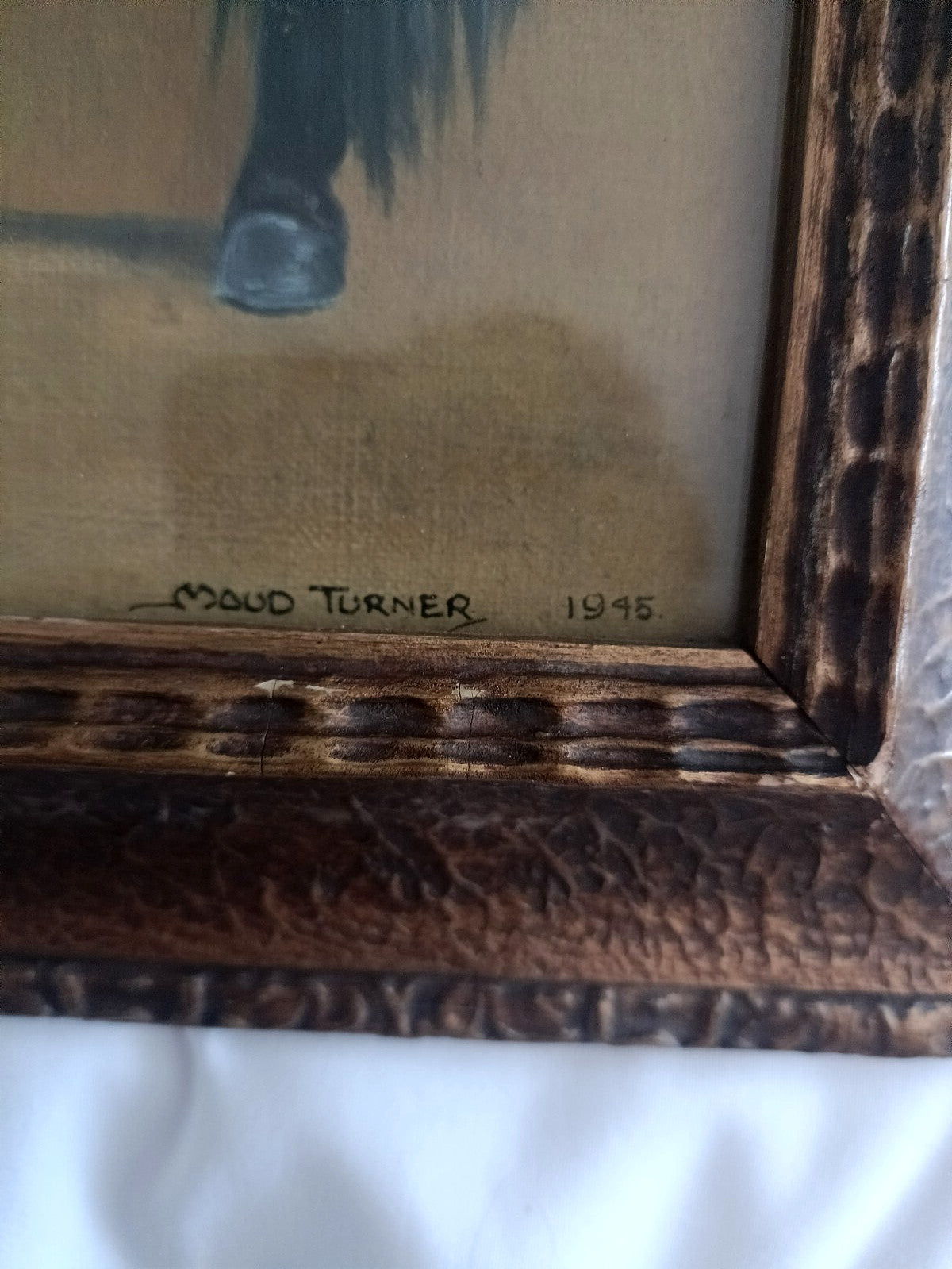 MAUD TURNER 1945 Original Oil on board Study of a Grey Horse