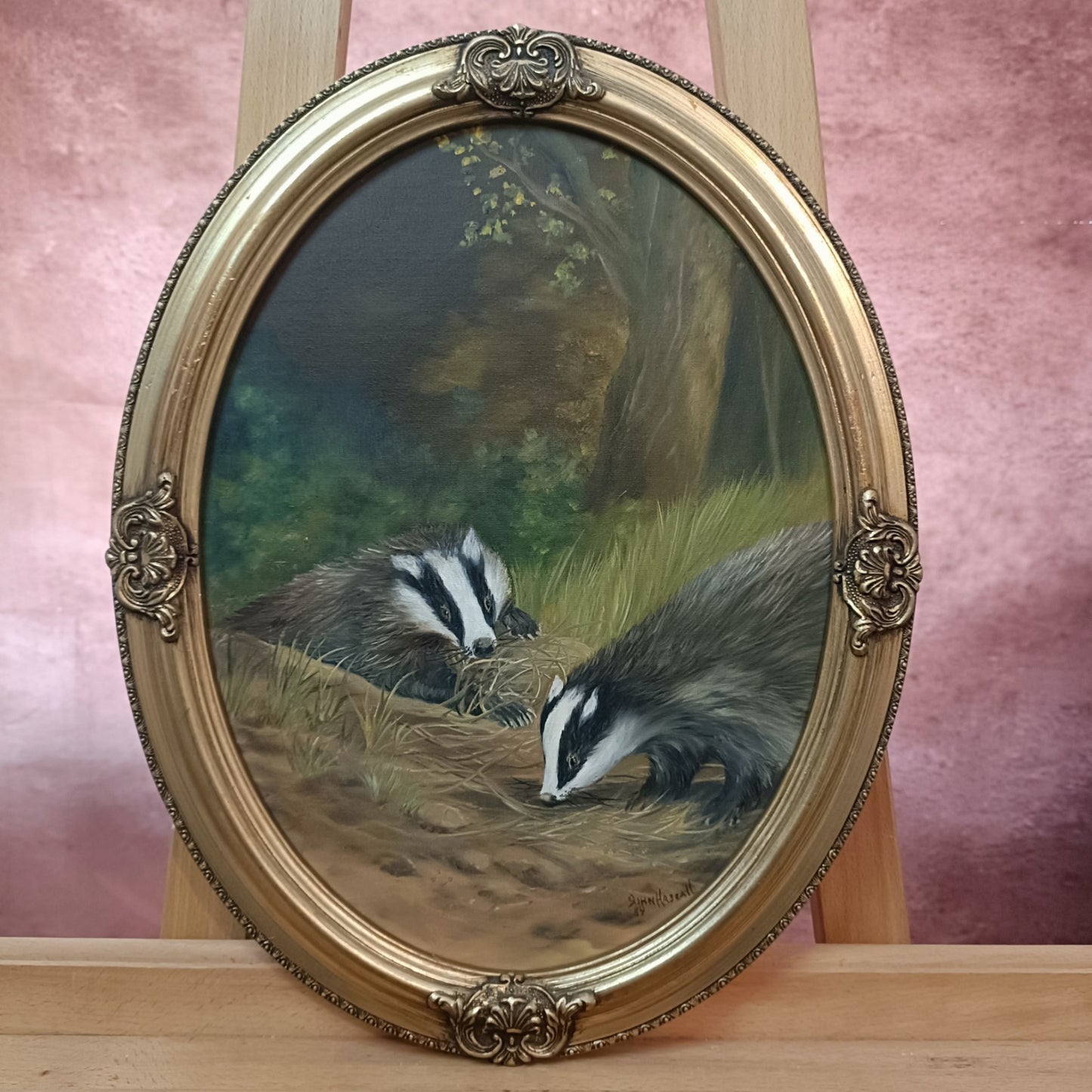 JOHN HASSALL (1944-2020) Original Oval Animal Oil Paintings