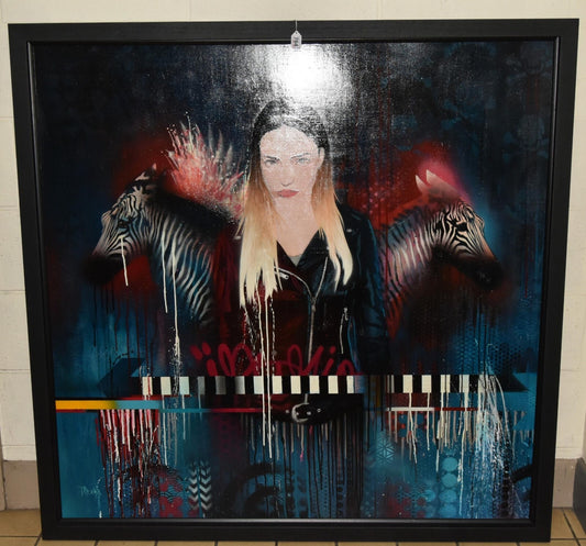 TROIKA Original Mixed Media on Board, "Should I Stay Or Should I Go"