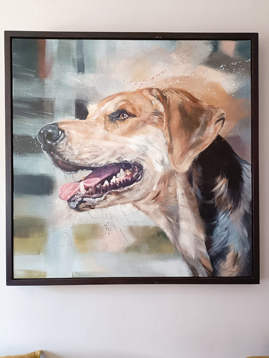 DEBBIE BOON Large Original Oil on Canvas "Beagle Harrier"