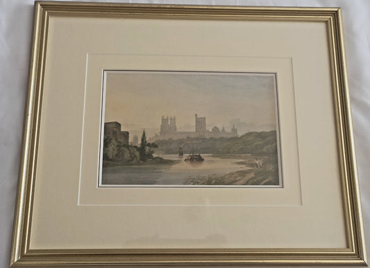 EDGAR JOHN VARLEY 1839-1888 Watercolour "River Ouse and York Minster"