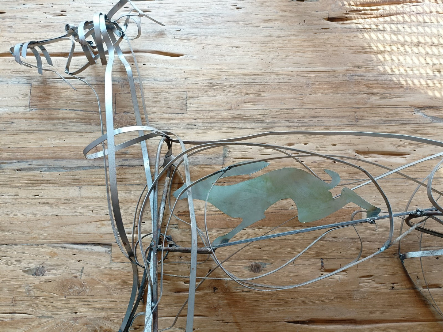 RACHEL RICKETTS Original OOAK Steel Ribbon Sculpture "Hound and Hare"