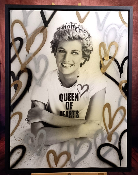 Mr Sly Large Original Mixed Media Princess Diana Queen of Hearts OOAK