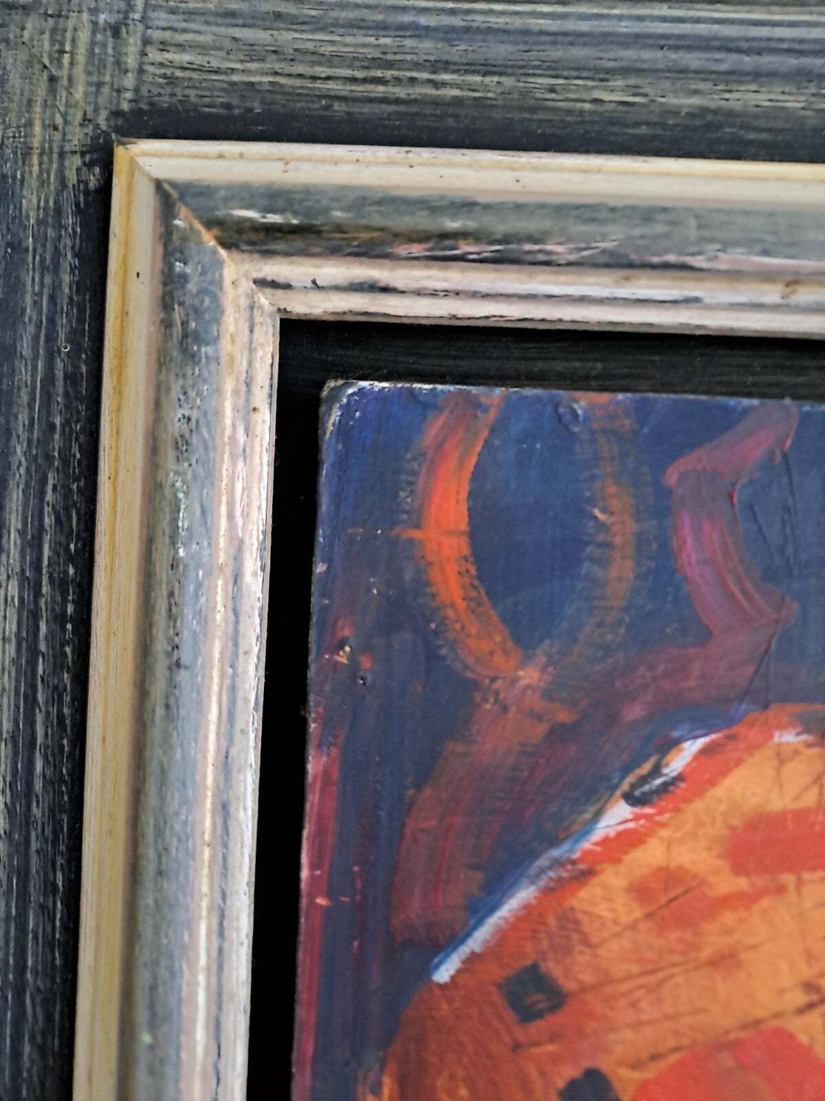 Abstract Female Nude, British Contemporary. Original Painting on Board, Framed.