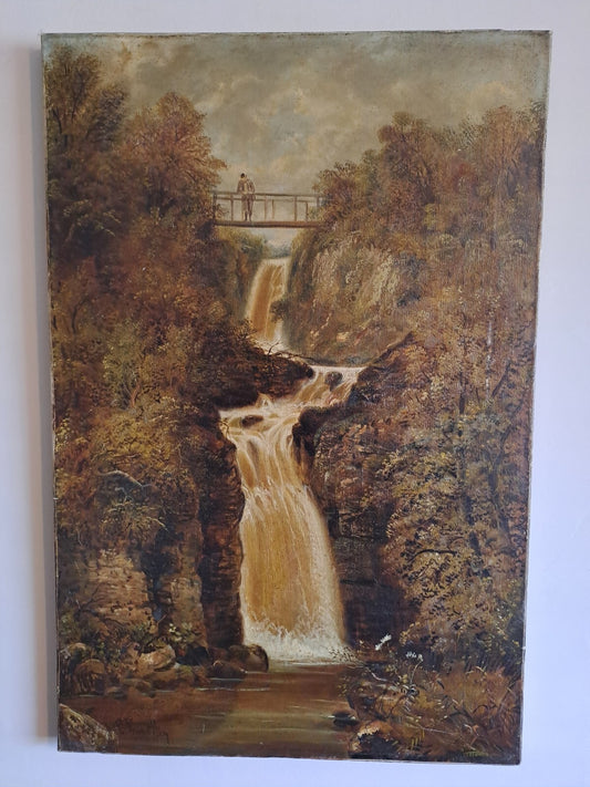 EDWARD PRIESTLEY 19th Century Original Oil Painting "Glen Meay" Isle of Man