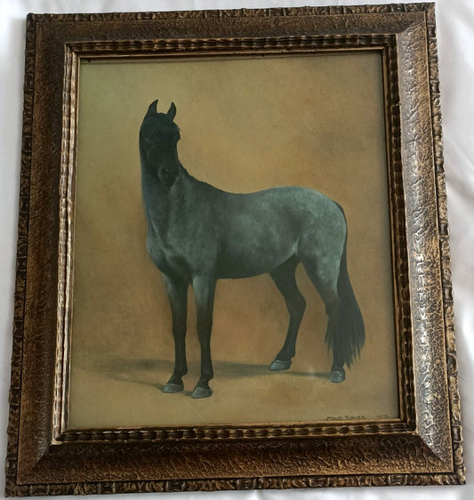 MAUD TURNER 1945 Original Oil on board Study of a Grey Horse