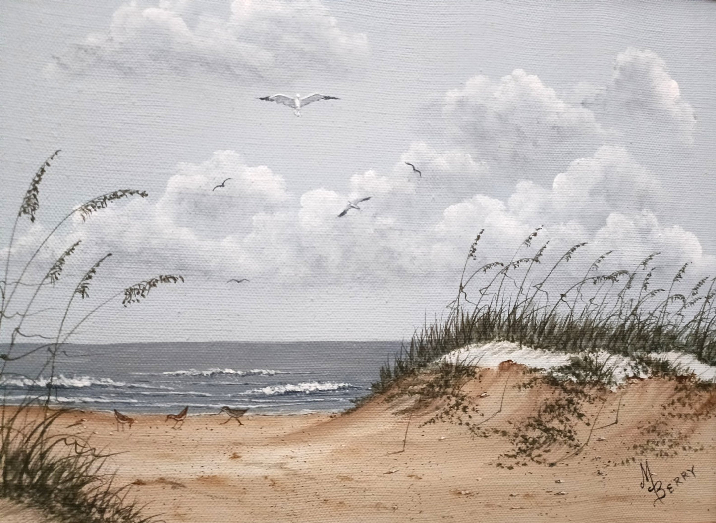 SARAH MARGARET BERRY Original Oil Painting Beach Scene