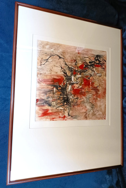 MARK FRANCIS Signed Original Abstract Monoprint - Red- Untitled