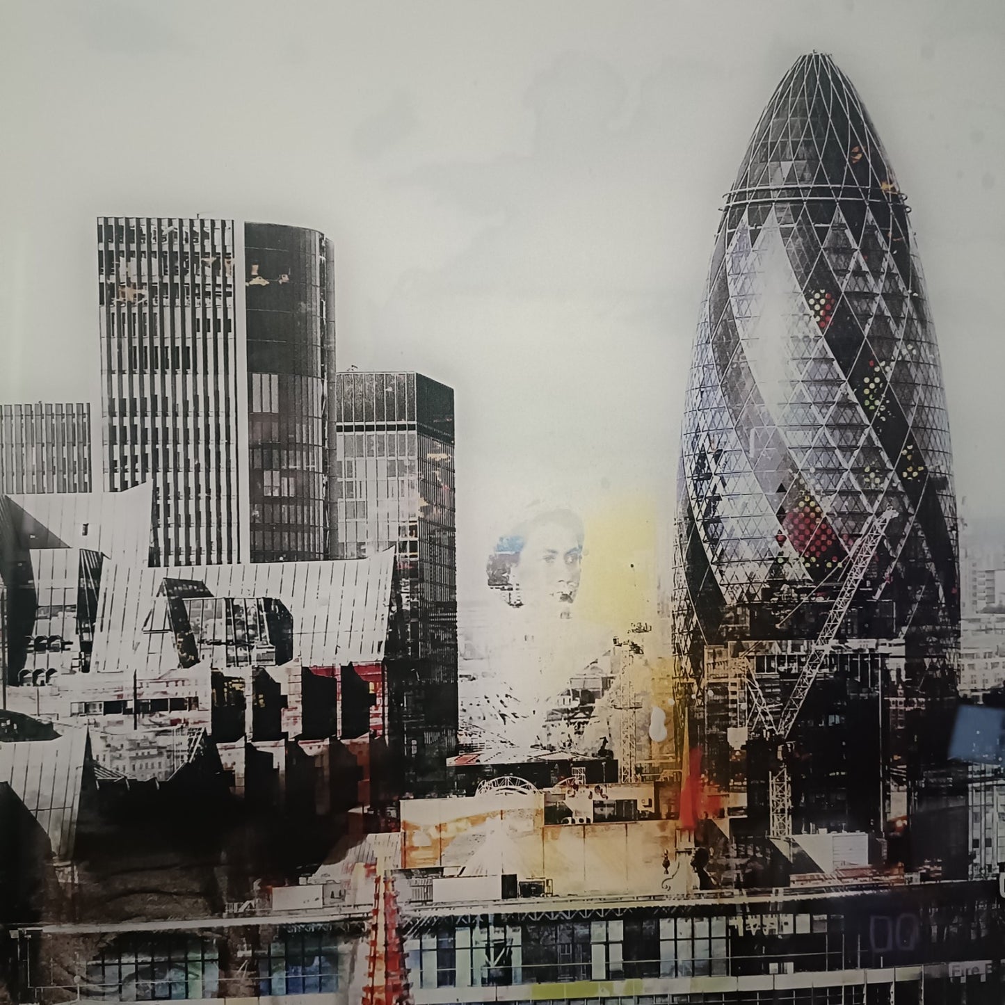 PACO RAPHAEL Huge Framed, Signed Original Mixed Media "London Sky"