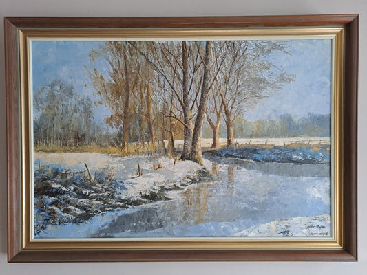 JOHN WAKE Original Oil Painting on Board "Ravenshaw Ford in Winter"