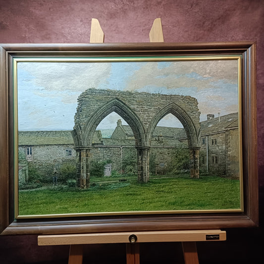 ALAN HOLTBY BROWN Original Oil Painting on board "Coverdale Abbey, Yorkshire"