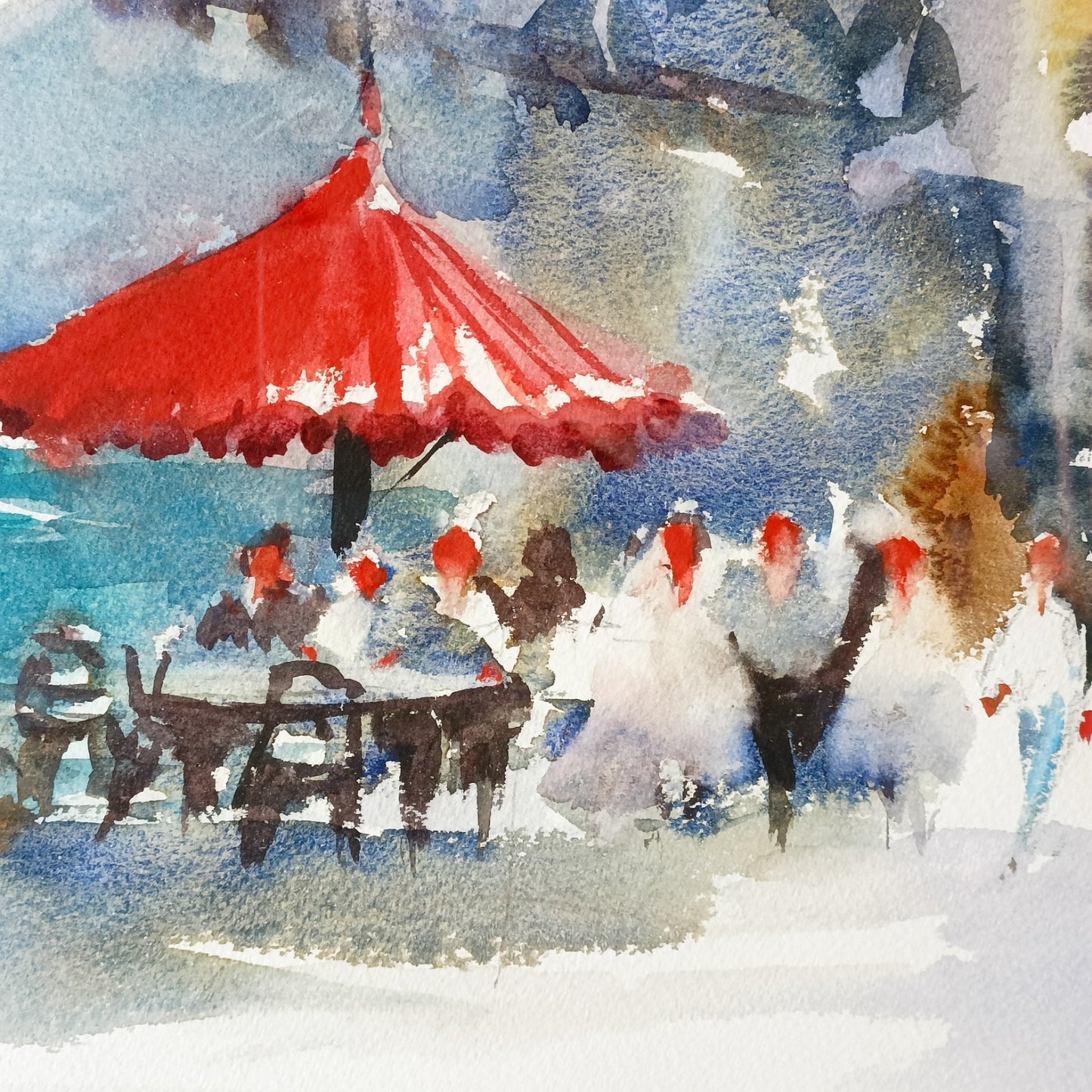 WALLACE F BROWN Original Watercolour Painting 'Wedding party at Rialto, Venice'