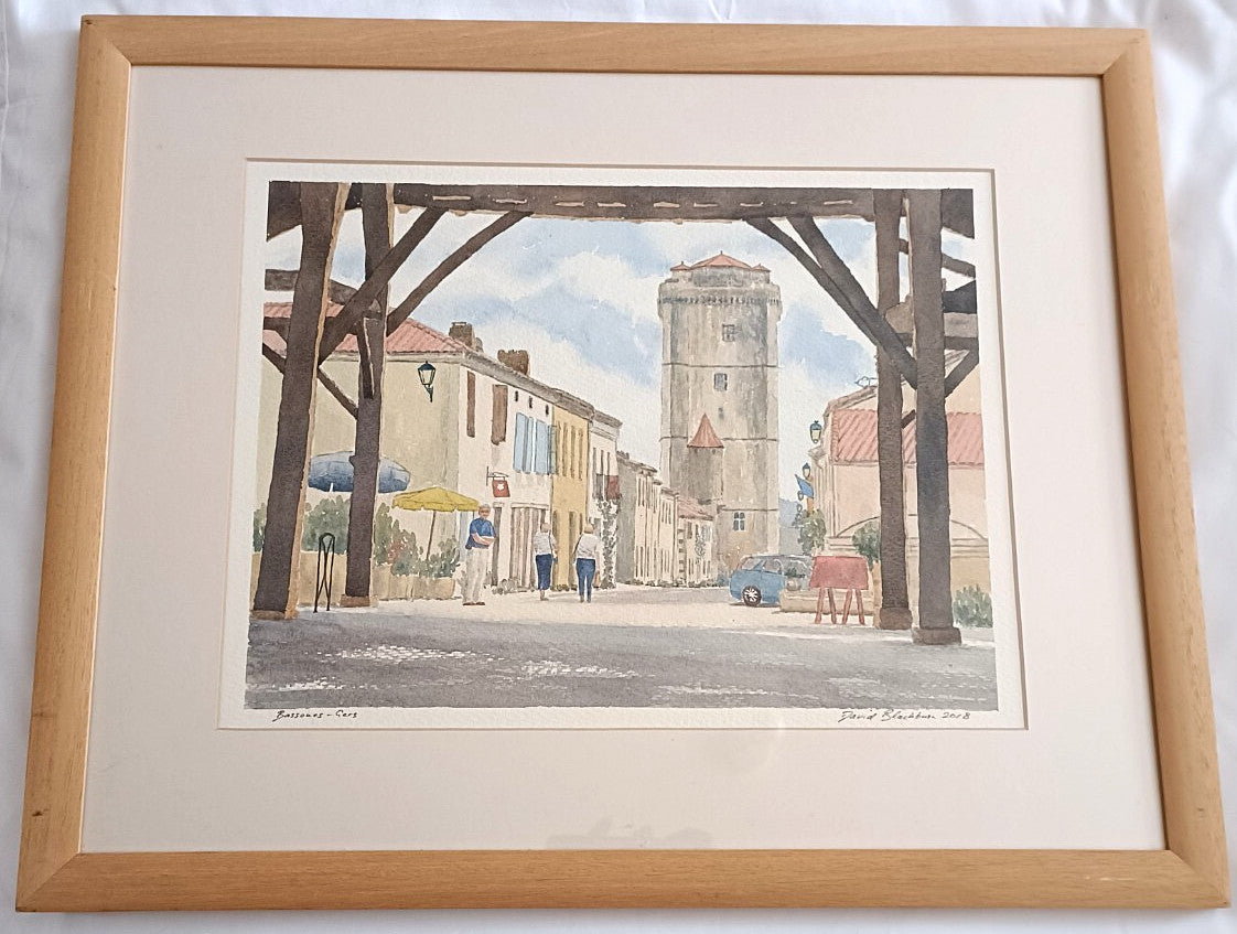 DAVID BLACKBURN Original Watercolour Painting Bassoues - Gers