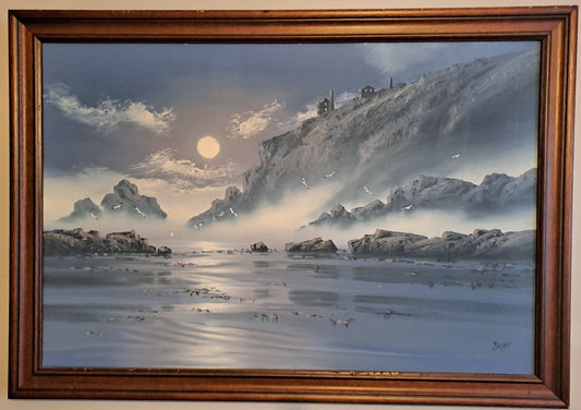 DAVID OWENS DYER - Large Original Oil Painting - "Chapel Porth", Cornwall