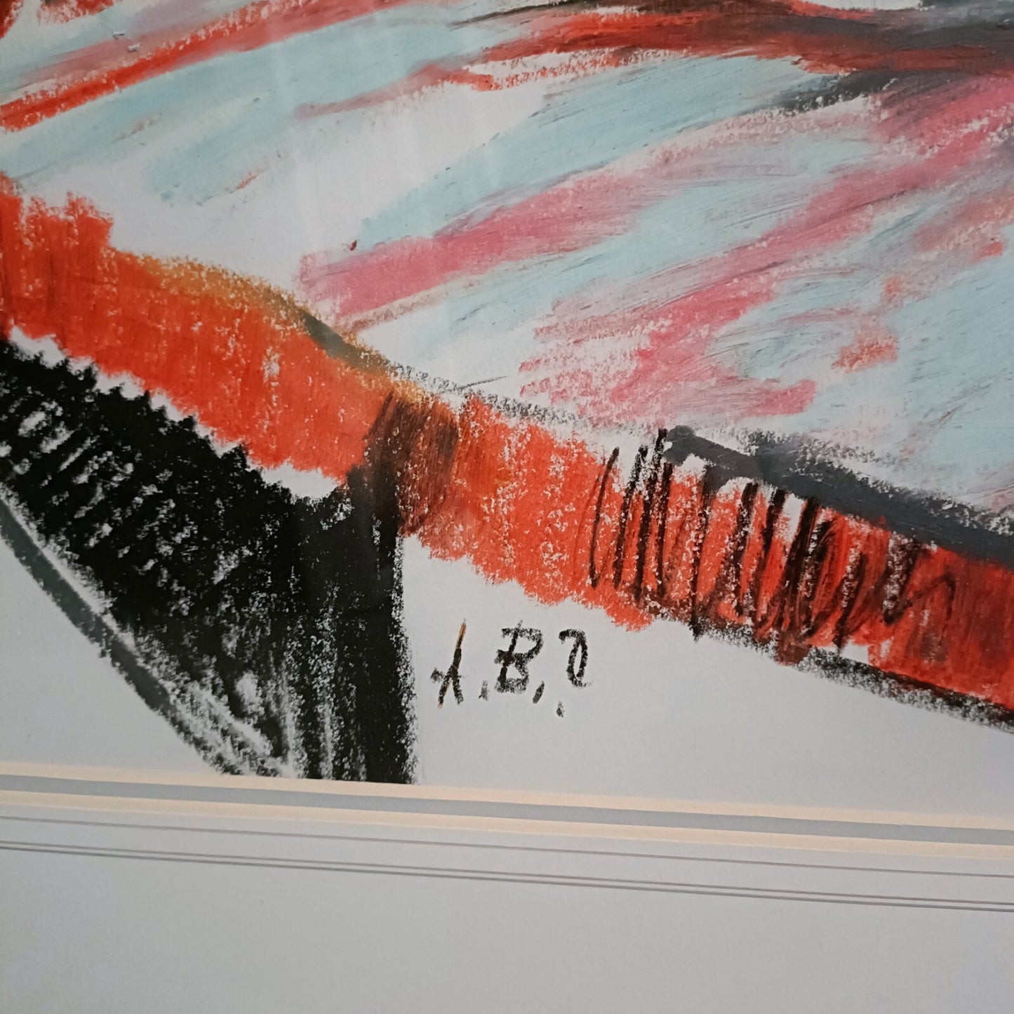 ALBERT B. OGDEN Original Oil Nude Pastel "Figure on Red Couch 1"