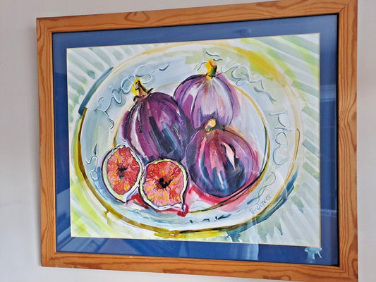 PENELOPE TIMMIS Signed Original Gouache Painting "Bowl of Figs"