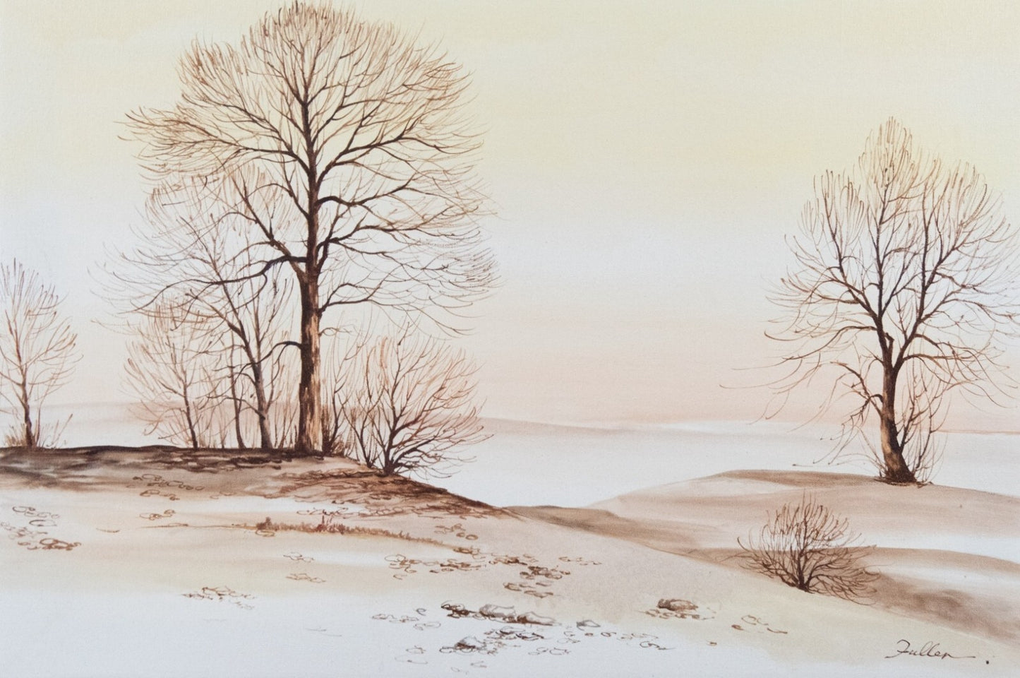 FULLER Original Monochrome Oil on Canvas Landscape