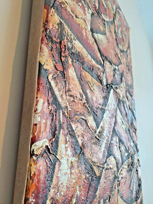 FAZENDA Original Signed Textured Artwork African Art Oil Painting, Chalk