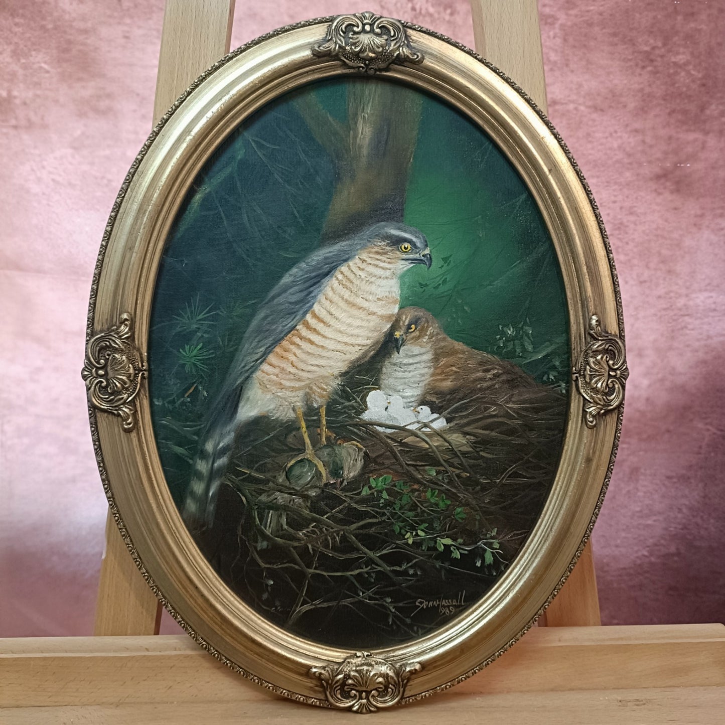 JOHN HASSALL (1944-2020) Original Oval Animal Oil Paintings