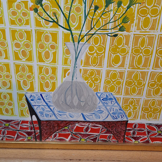 LEWIS MITCHELL (b.1938) Original Oil on Board "Yellow Flowers"