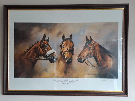 MELVYN BUCKLEY Signed Print Horse Racing "Legends Of a Lifetime"