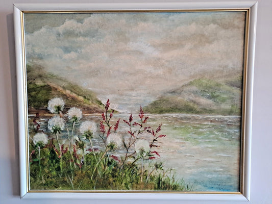 DOROTHY CHANDLER 1967 Painting Oil on Board Highland Lake