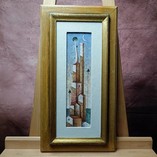 CARLO MIRABASSO Framed Signed Original Acrylic/Tempera on Board "Borgo (Hamlet)"