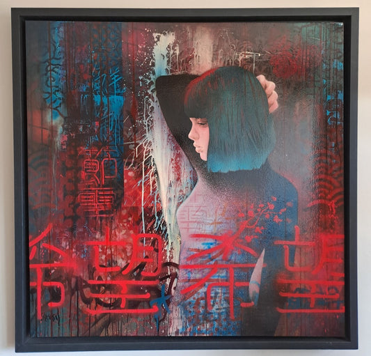 TROIKA Original Mixed Media on Box Canvas, "Dangerous Woman"