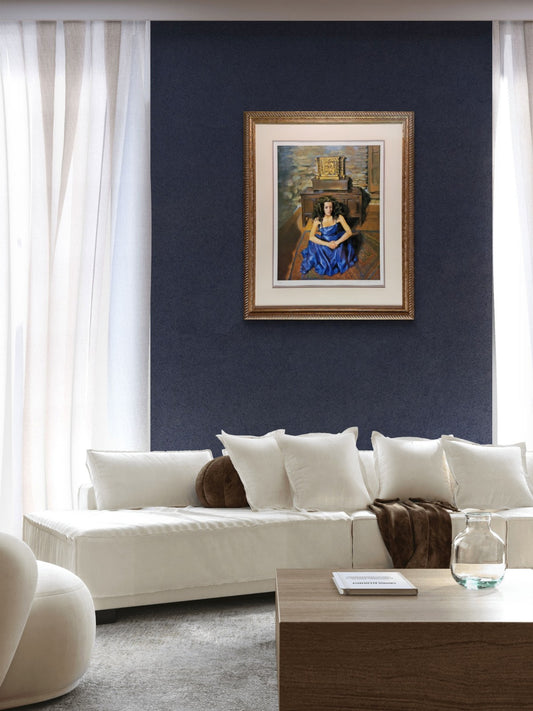 Signed limited edition framed print of Robert Lenkiewicz's "Anna Seated," numbered 168 of 475, by Curated Treasures.