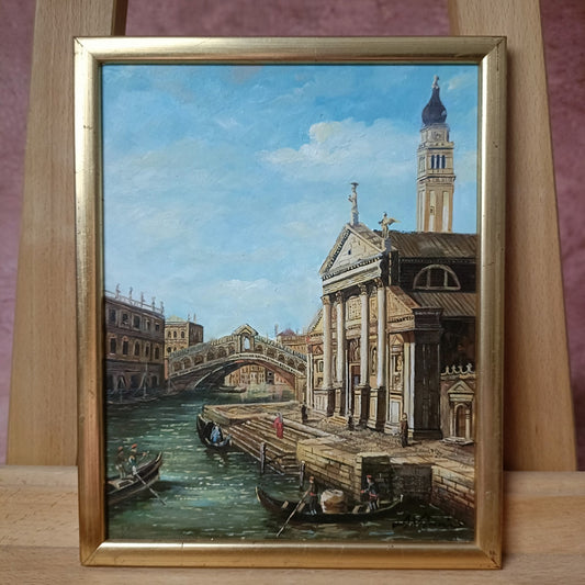 Oil painting - Venice The Rialto Bridge and The Church of S. Giorgio Maggiore