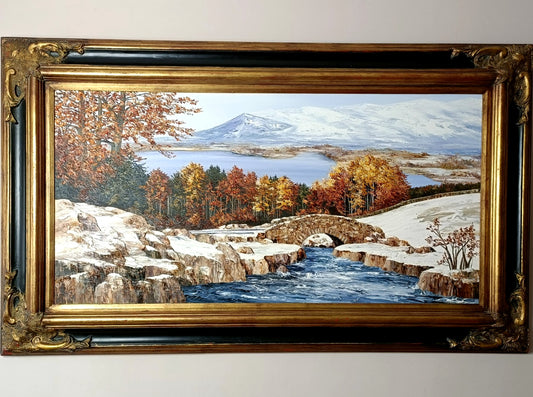 In the style of LESSER URY Huge Framed Original Oil Painting "Ashness Bridge"