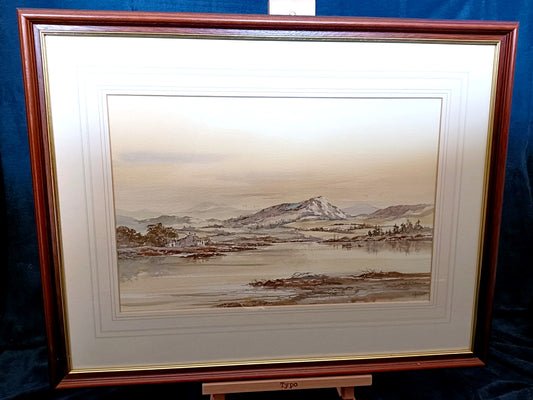 ALLAN MORGAN Original Watercolour Painting Snowy mountain and lake scene