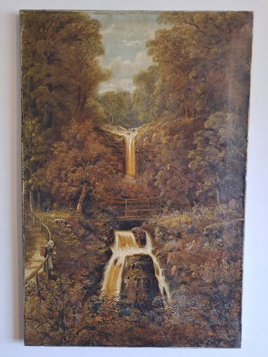 EDWARD PRIESTLEY 19th Century Original Oil Painting "Dhoon Glen" Isle of Man