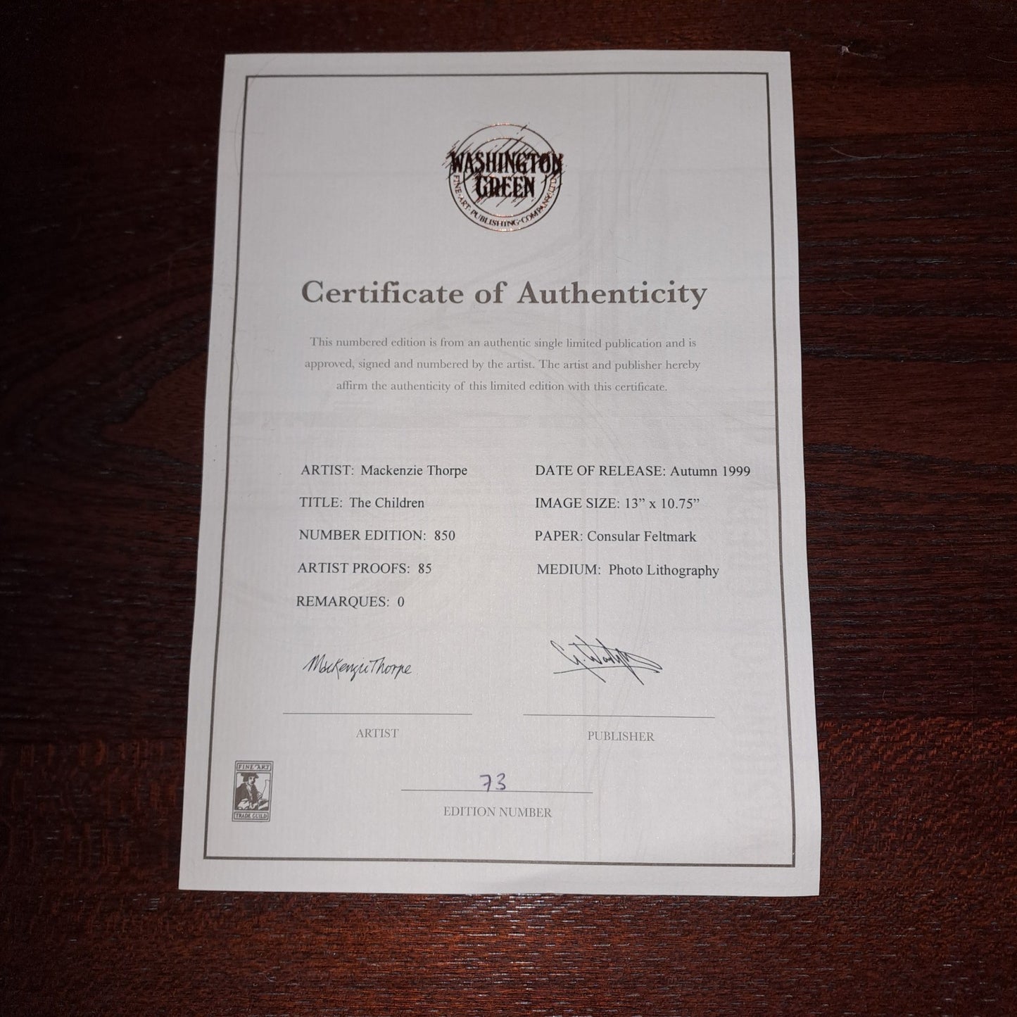 MACKENZIE THORPE Signed Limited Edition Print "The Children" 73/850 + COA