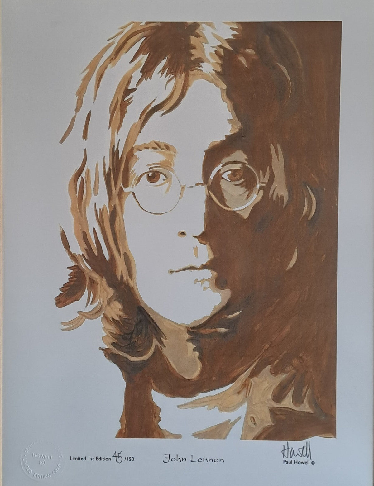 "JOHN LENNON" Signed First Edition Print  by Paul Howell 45/150 - Curated Treasures