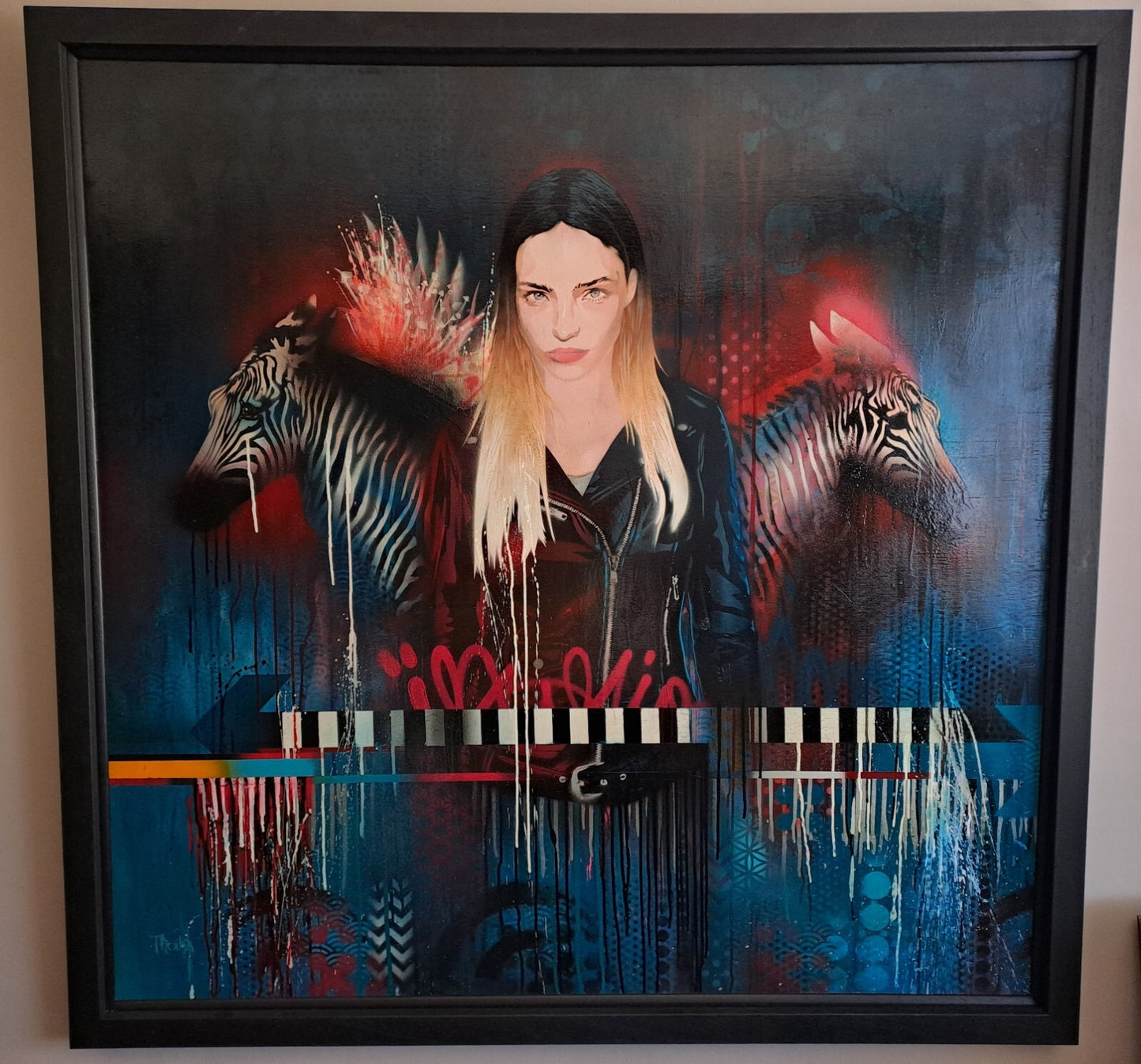 TROIKA Original Mixed Media on Board, "Should I Stay Or Should I Go"