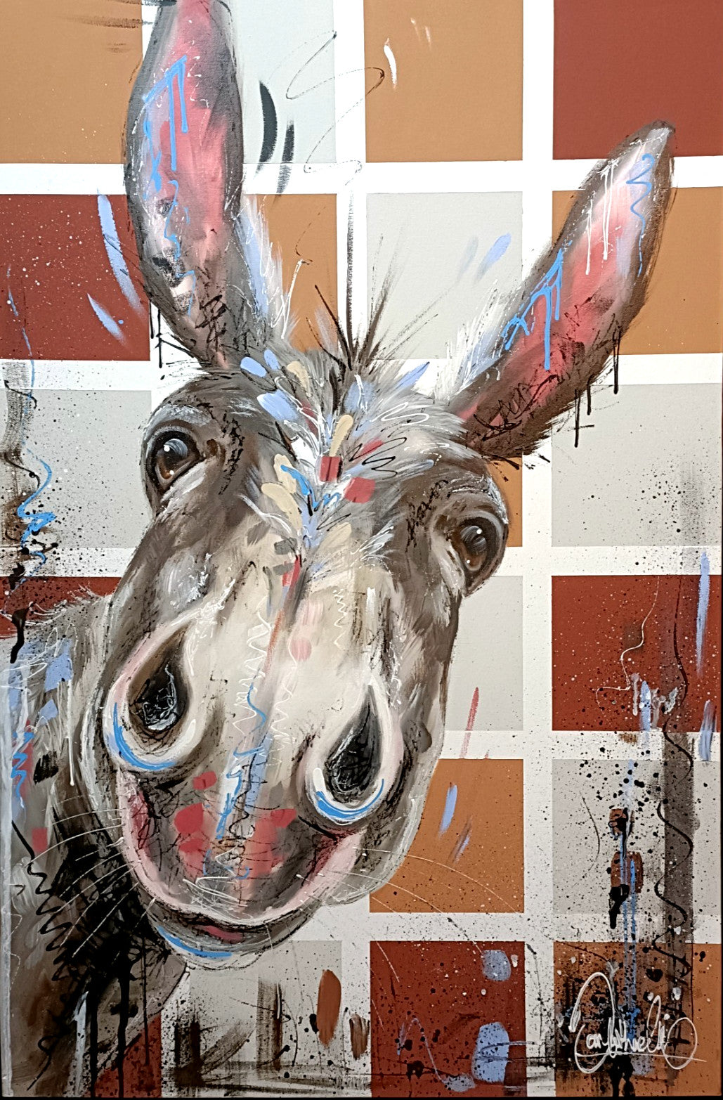 SAMANTHA ELLIS Framed Original Acrylic Painting "Nosey IV"