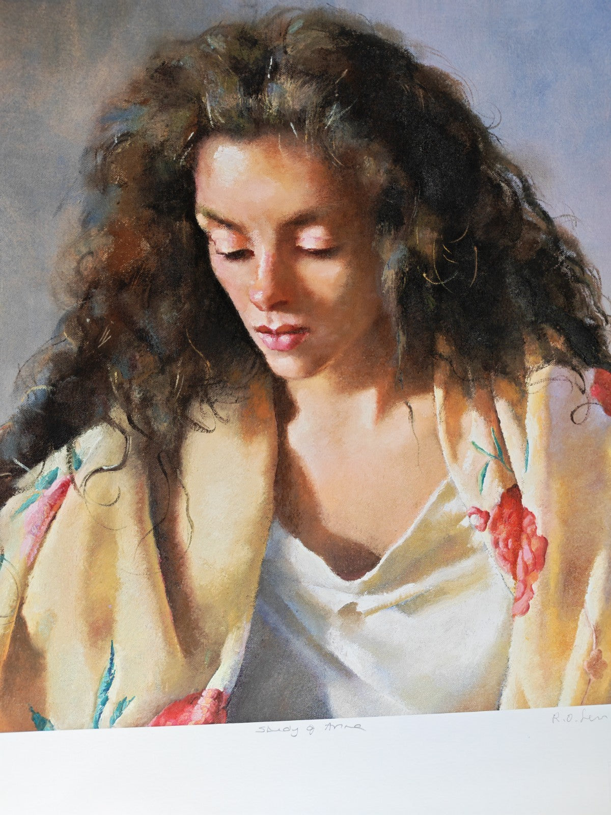 Limited edition signed art print of "Study of Anna" by Robert Lenkiewicz, numbered 274 of 750, from Curated Treasures.