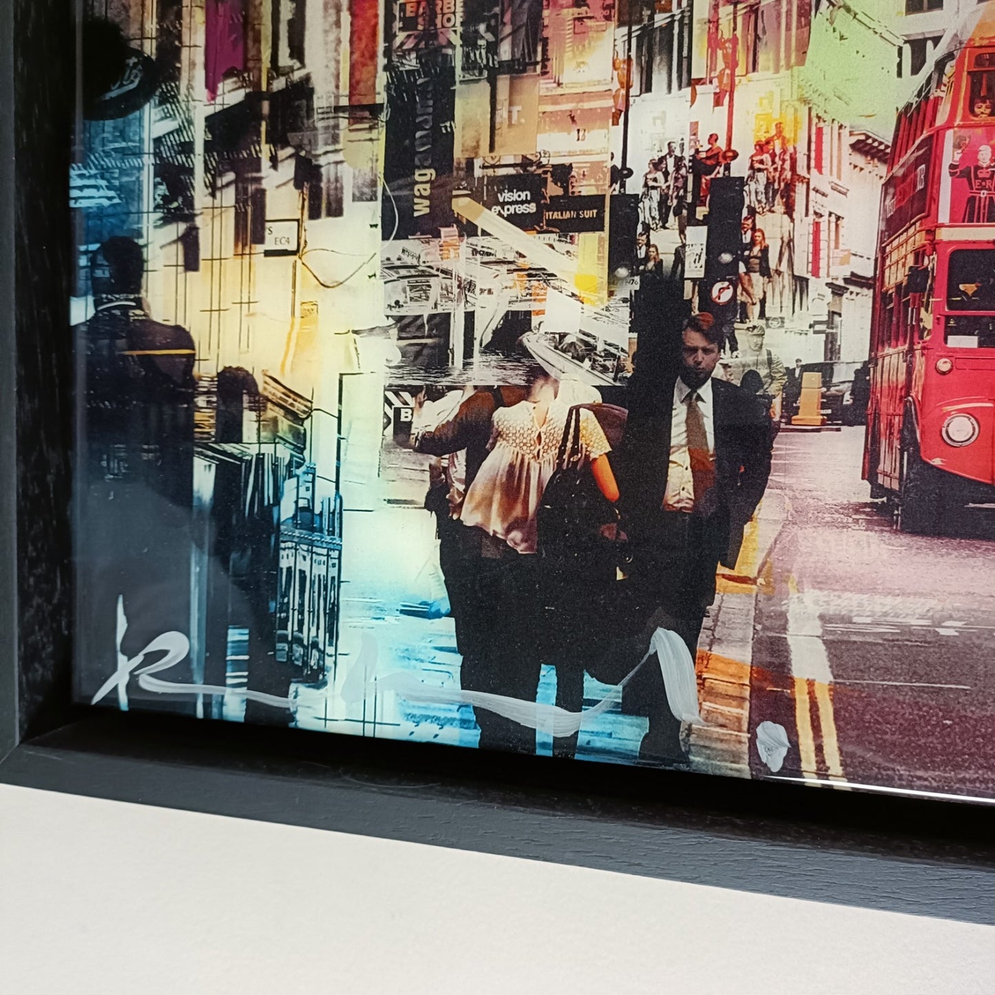 PACO RAPHAEL  Framed, Signed Original Mixed Media “Blue Traffic” London