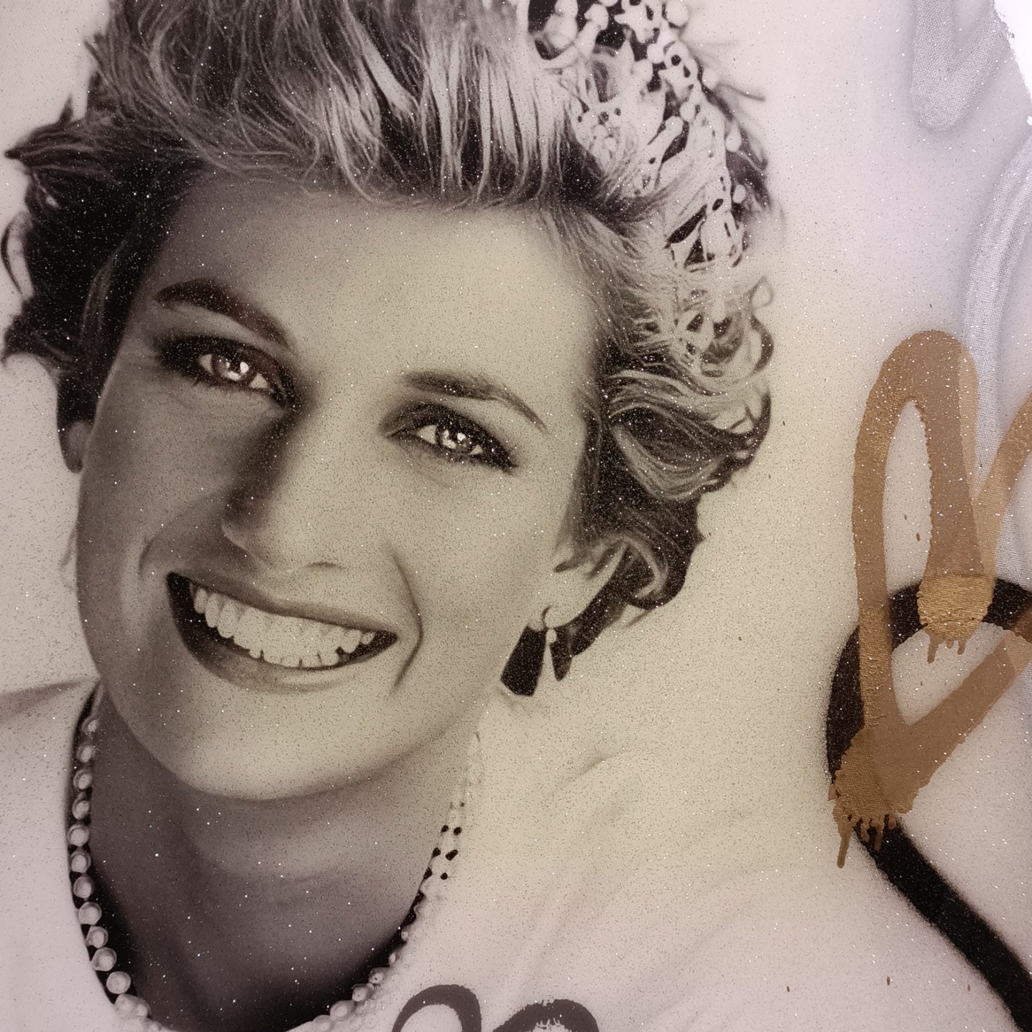 Mr Sly Large Original Mixed Media Princess Diana Queen of Hearts OOAK