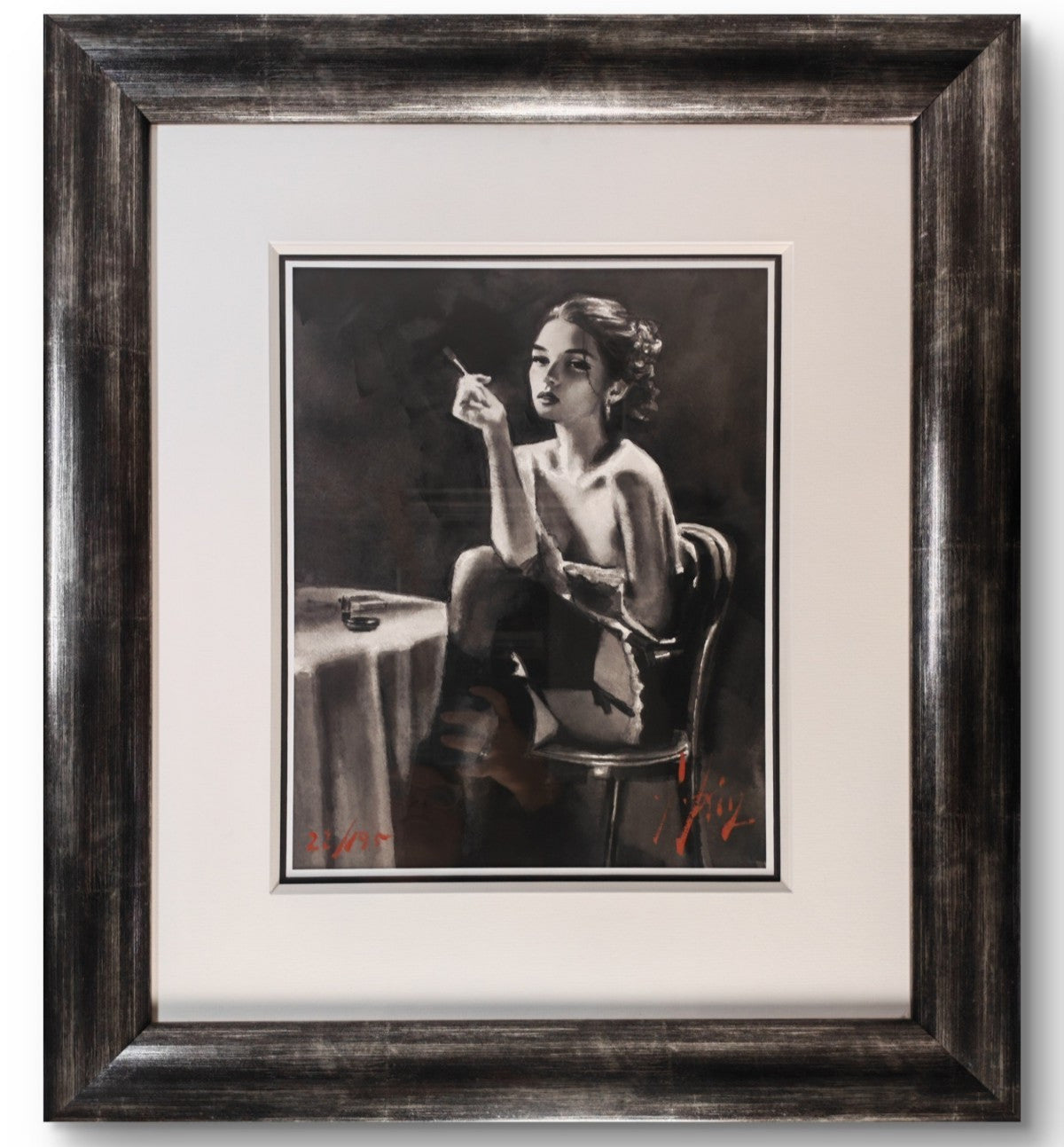 FABIAN PEREZ "Performer's Break B&W" Signed Limited Edition Print 22/195
