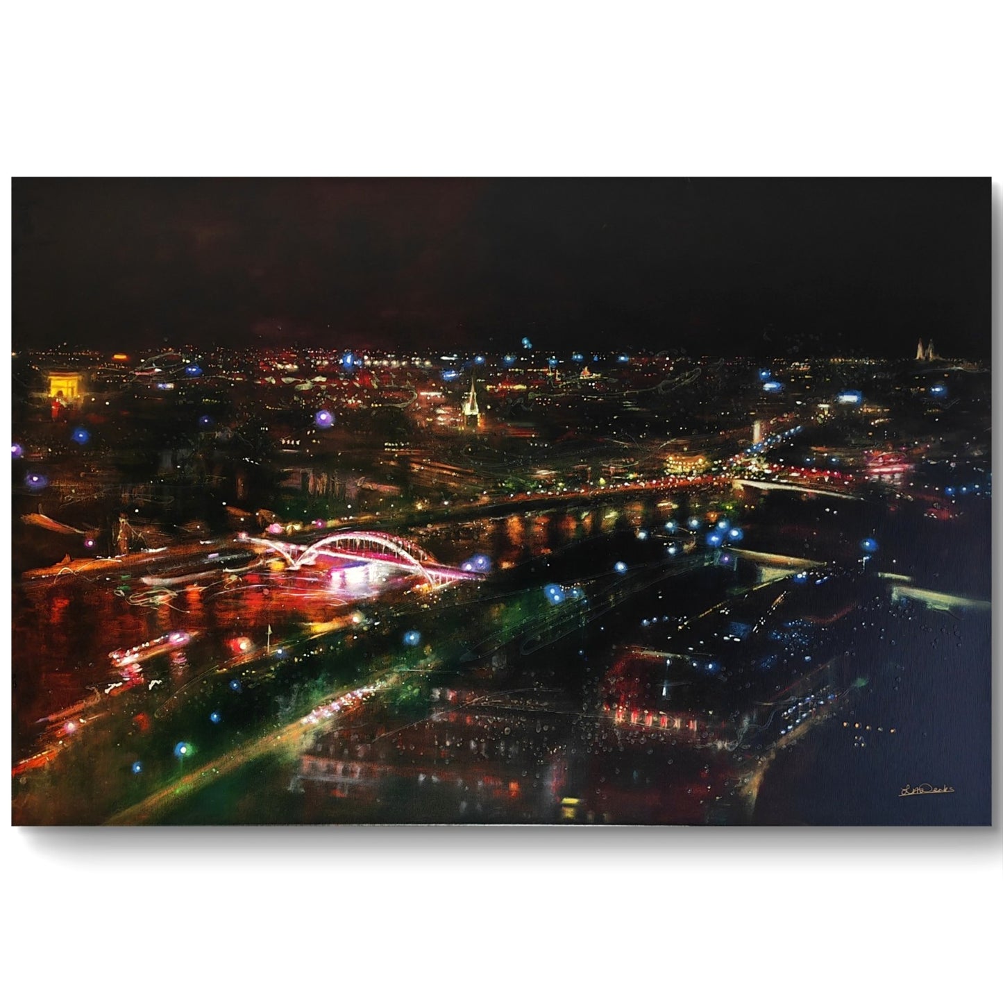 LESLEY ANNE DERKS Large Limited Edition Canvas "Midnight over the Seine" 34/95