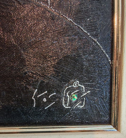 Framed signed limited edition "Spooks" artwork by GOVINDER NAZRAN, 59/195, displayed with intricate border details.