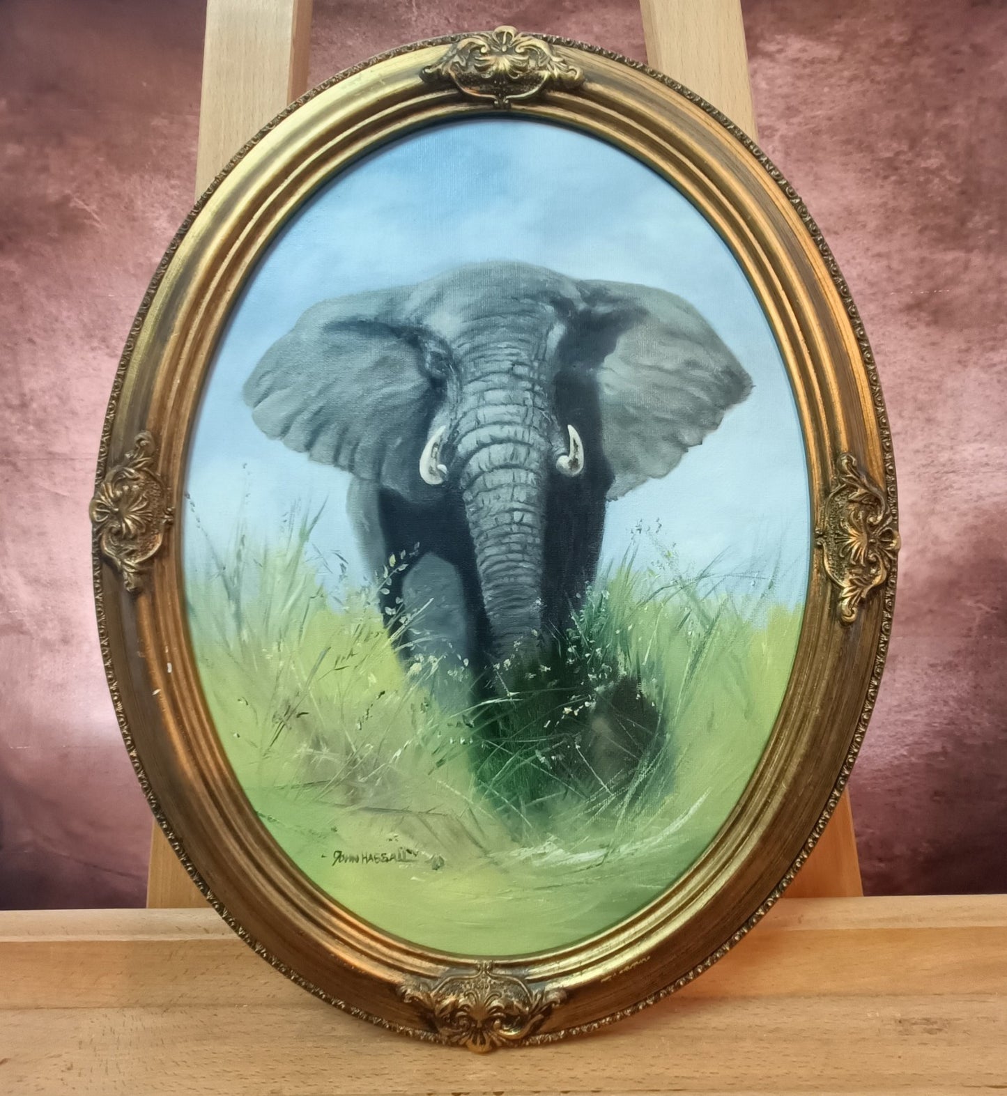 JOHN HASSALL (1944-2020) Original Oval Animal Oil Paintings