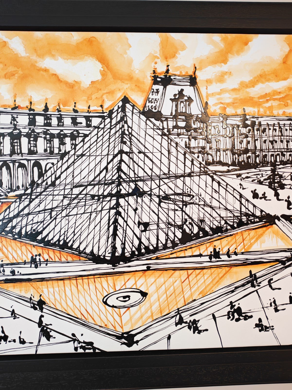 INGO "Au Coeur de Louvre" Large Signed Framed Original Mixed Media on Canvas