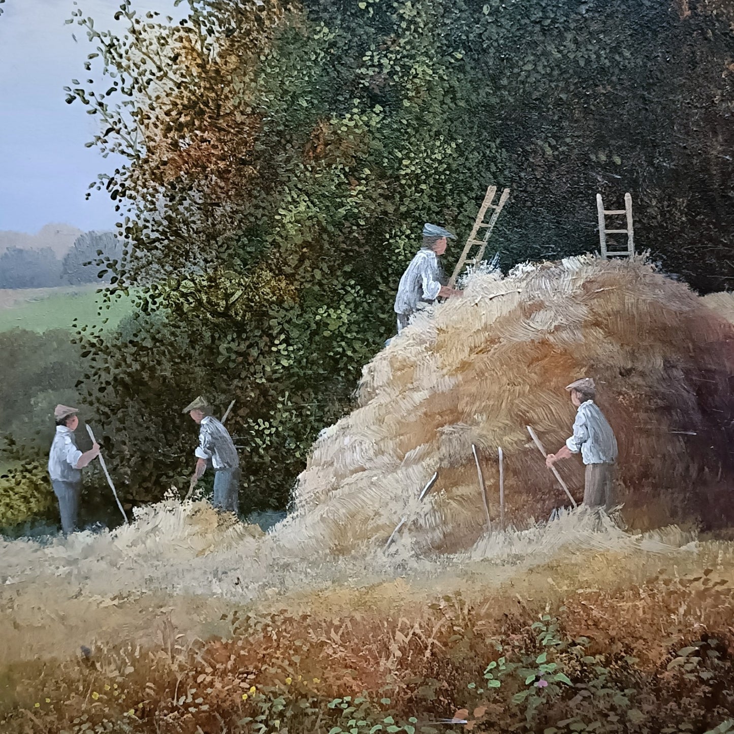NOËL RIPLEY (b.1944) Signed Framed Original Oil Painting Haymaking
