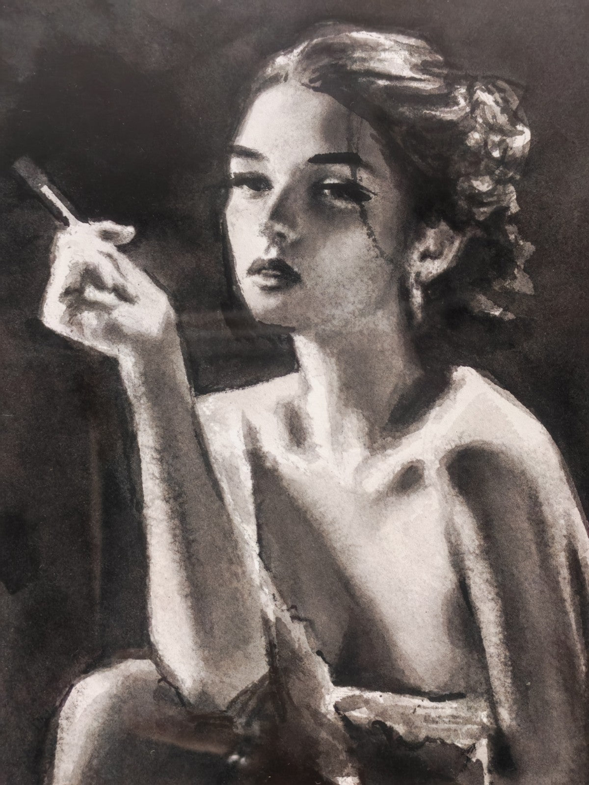 FABIAN PEREZ "Performer's Break B&W" Signed Limited Edition Print 22/195