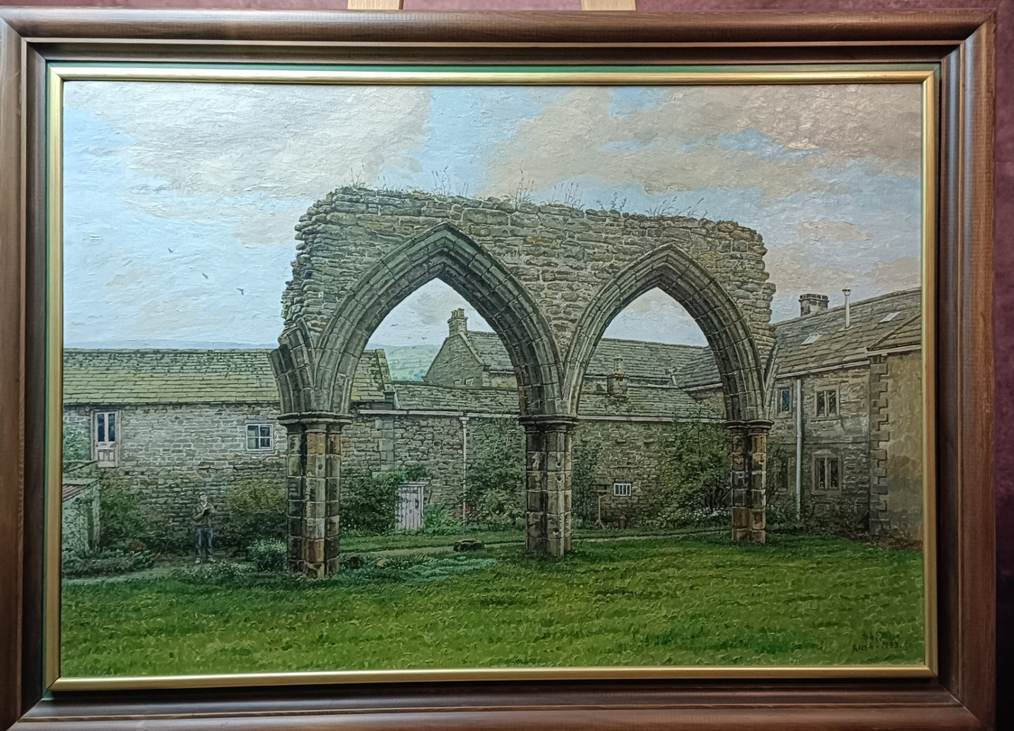 ALAN HOLTBY BROWN Original Oil Painting on board "Coverdale Abbey, Yorkshire"
